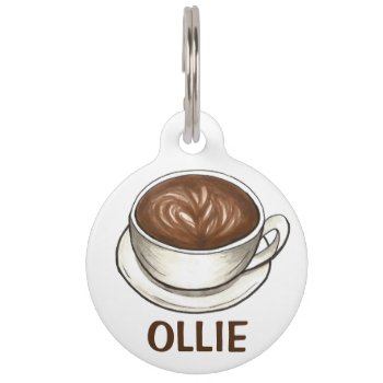 Seattle Coffee Cup Latte Pet Dog Tag by rebeccaheartsny at Zazzle