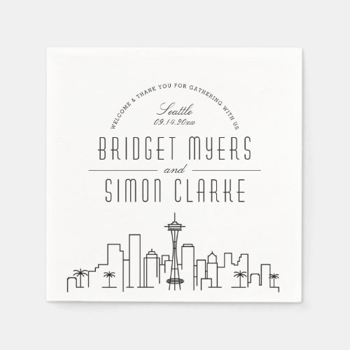 Seattle Deco Skyline  Wedding Event Napkins