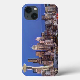 Seattle, Downtown and Mt. Rainier at Twilight iPhone 13 Case
