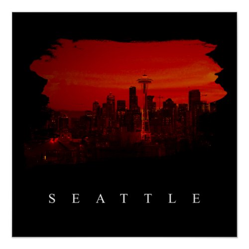 Seattle Downtown Poster _ Art Print Photography