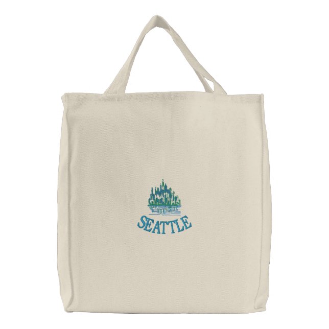 SEATTLE Emerald City Embroidered Tote (Front)
