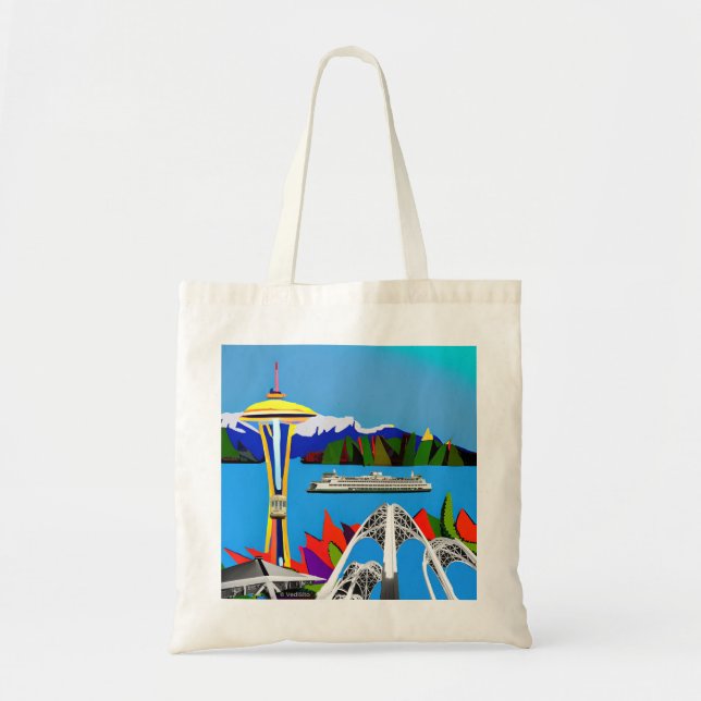 Seattle Emerald City Image Tote Bag (Front)