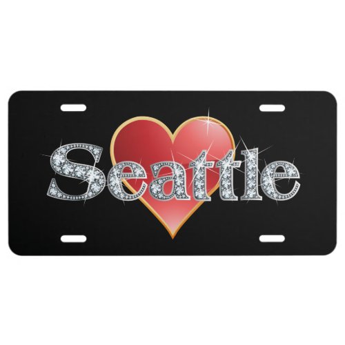 Seattle Faux_Diamond Bling License Plate