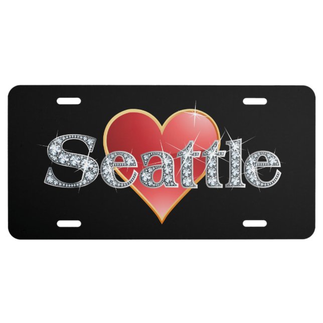 Seattle Faux-"Diamond" Bling License Plate (Front)