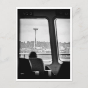Seattle Ferry Black & White Pudget Sound PNW  Postcard