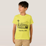 Seattle Ferry Washington State Kid&#39;s Line Art T-shirt at Zazzle