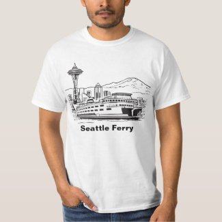 Seattle Ferry Washington State Line Art  T-shirt