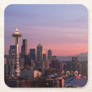 Seattle from Kerry Park. Square Paper Coaster