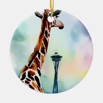 Seattle Giraffe Ornament by YellowSnail at Zazzle