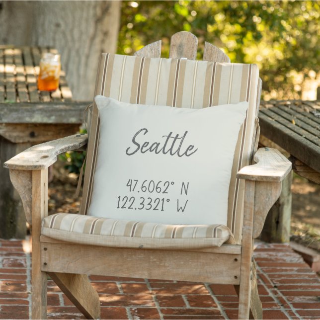 Seattle GPS Coordinates Longitude Latitude      Outdoor Pillow (Chair)