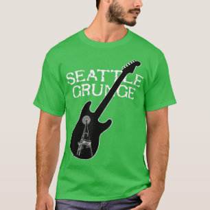 Seattle Grunge Retro Rock Guitar Space Needle  T-Shirt