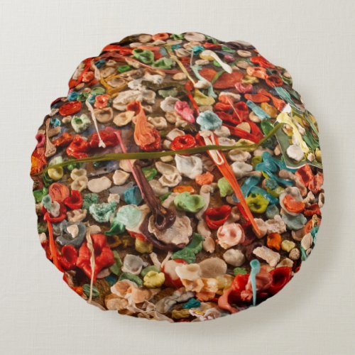 Seattle Gum Wall  Round Pillow