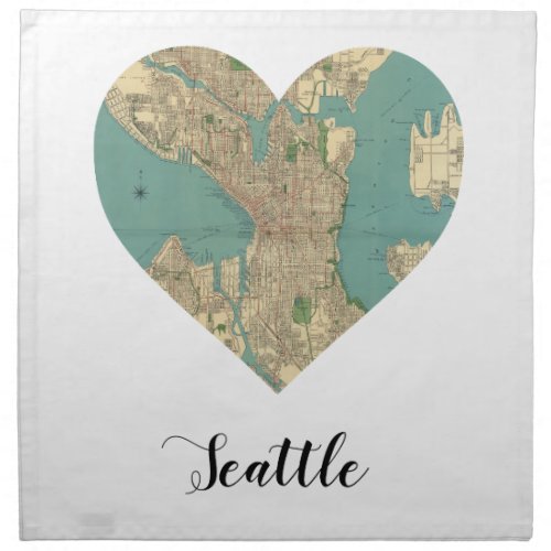 Seattle Heart Map Napkin