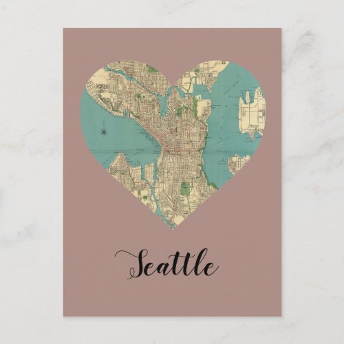 Seattle Heart Map Postcard