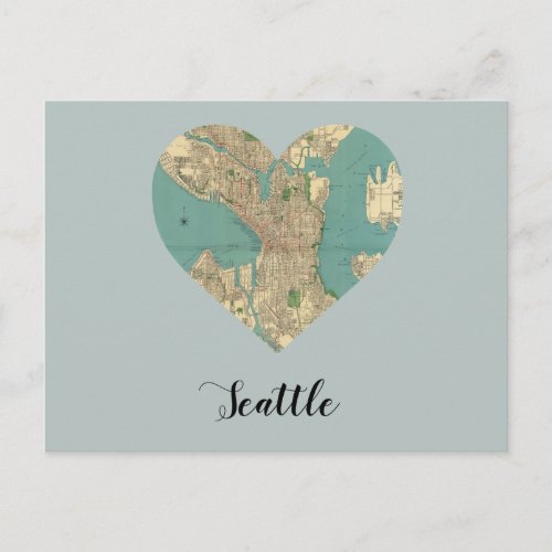 Seattle Heart Map Postcard