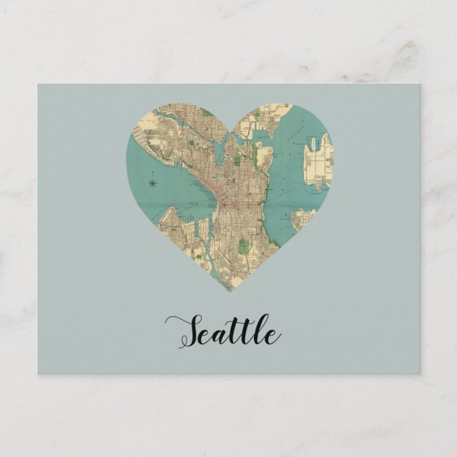Seattle Heart Map Postcard (Front)
