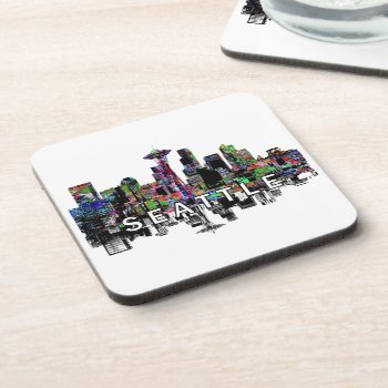 Seattle In Graffiti  Beverage Coaster by stickywicket at Zazzle