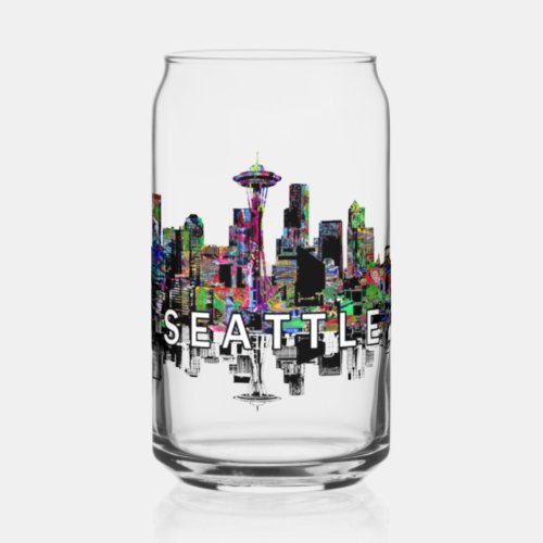 Seattle in graffiti with monogram  can glass
