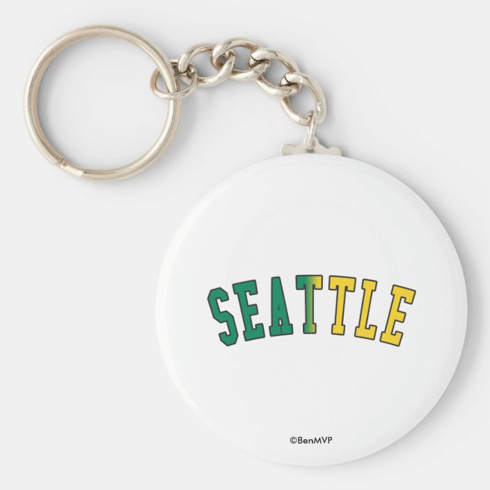 Seattle in Washington State Flag Colors Keychain