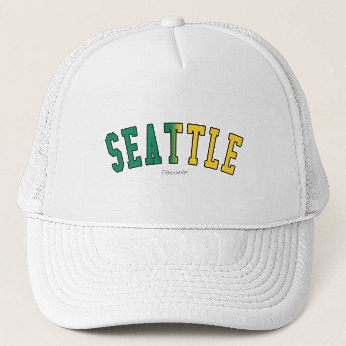 Seattle in Washington State Flag Colors Mesh Hat