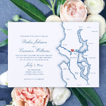 Seattle Lake Washington Map Elegant Navy Wedding
