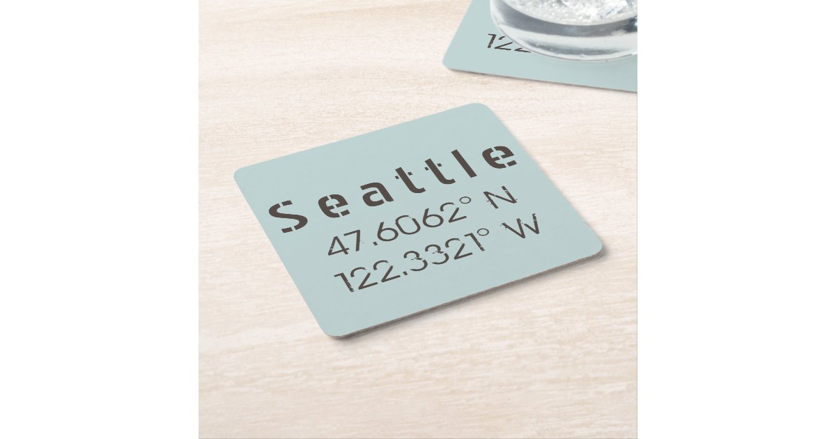 Seattle Latitude and Longitude Square Paper Coaster Zazzle