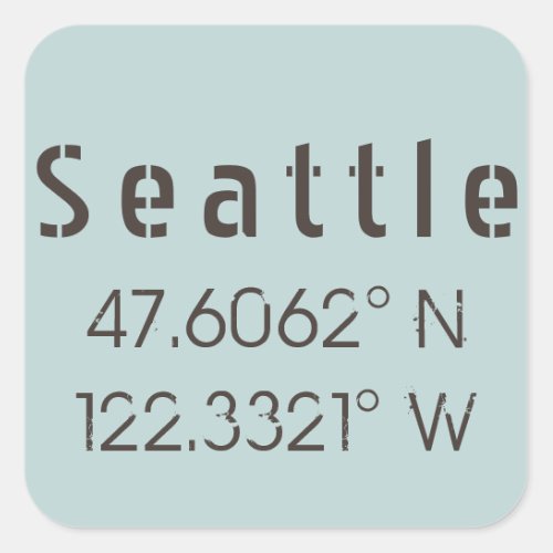 Seattle Latitude and Longitude Square Sticker
