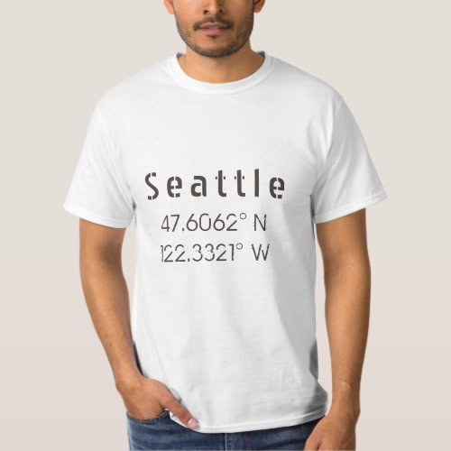 Seattle Latitude Longitude Urban T_Shirt