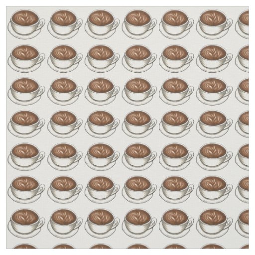 Seattle Latte Art Ceramic Coffee Shop Cuppa Fabric