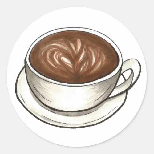 Seattle Latte Coffee Cup Latte Cappuccino Barista Classic Round Sticker