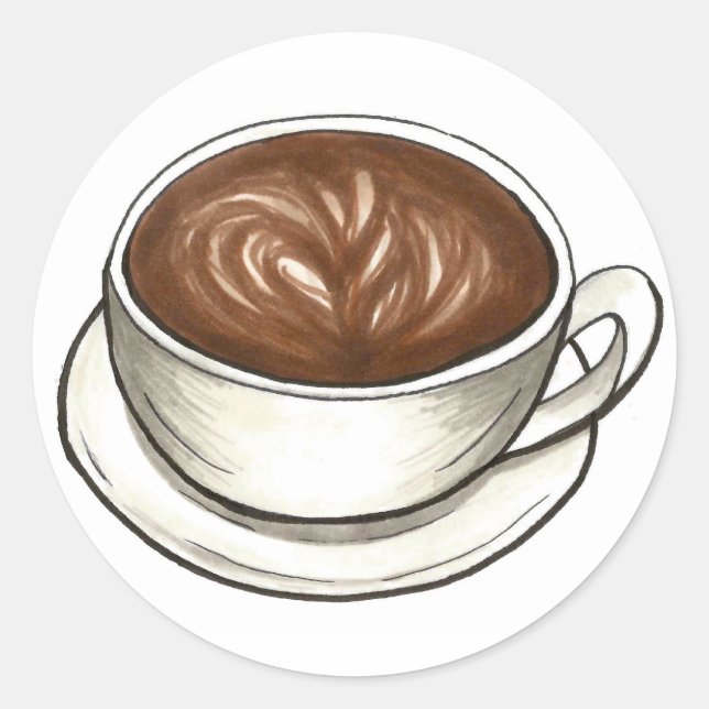Seattle Latte Coffee Cup Latte Cappuccino Barista Classic Round Sticker (Front)