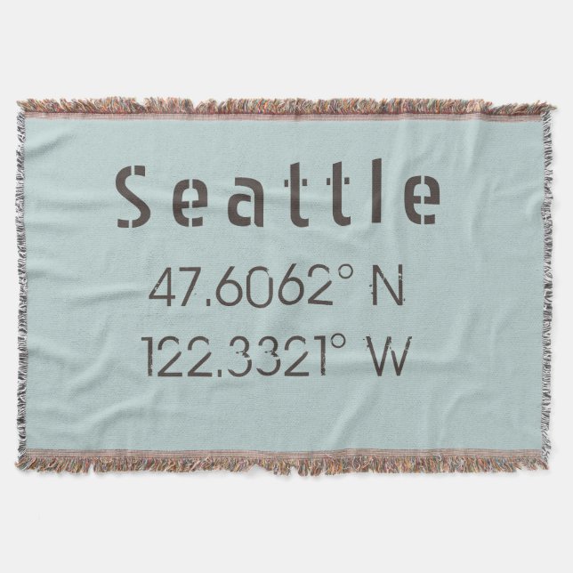 Seattle Longitude and Latitude Throw Blanket (Front)