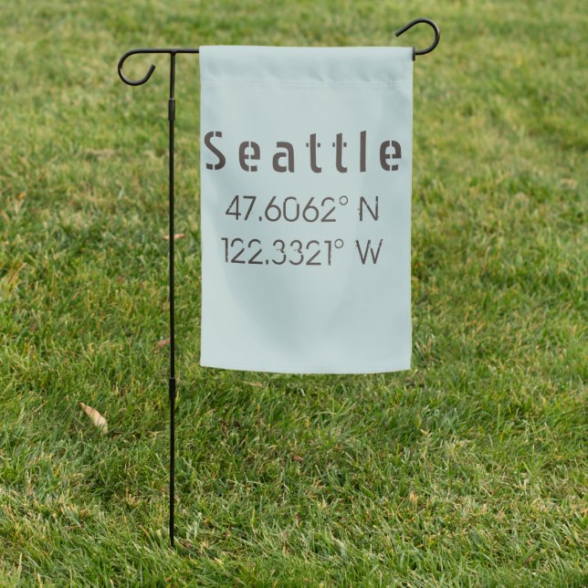 Seattle Longitude Latitude   Garden Flag (In SItu)