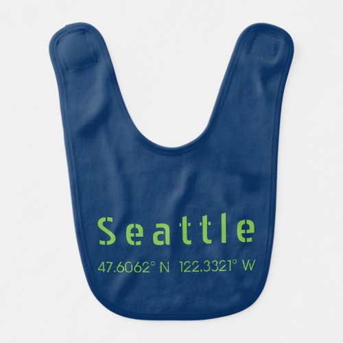 Seattle Longitude Latitude Team Colors  Baby Bib