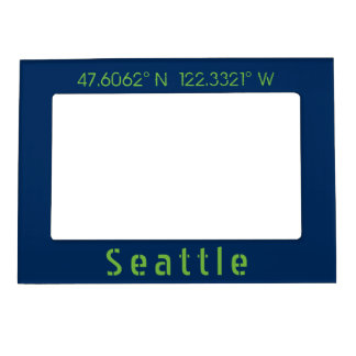 Seattle Longitude Latitude Team Colors  Magnetic Frame