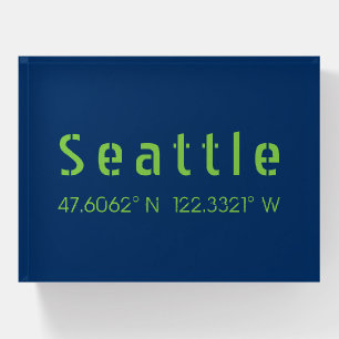 Seattle Longitude Latitude Team Colors   Paperweight