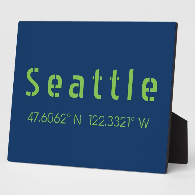 Seattle Longitude Latitude Team Colors   Plaque (Side)