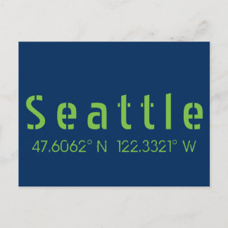 Seattle Longitude Latitude Team Colors  Postcard