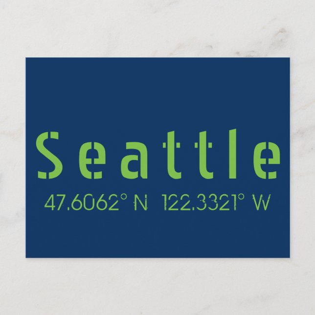 Seattle Longitude Latitude Team Colors  Postcard (Front)