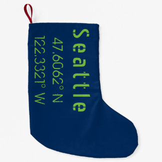 Seattle Longitude Latitude Team Colors Small Christmas Stocking