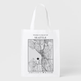Seattle Love Locator   Map Themed Welcome Grocery Bag