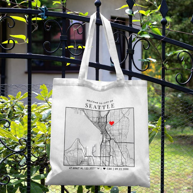 Seattle Love Locator | Wedding Tote Bag (The more complete visual of what your final tote bag would look like in real life.)