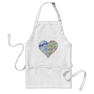 Seattle Map Heart Adult Apron