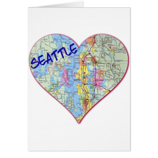 Seattle Map Heart Cards (Front)
