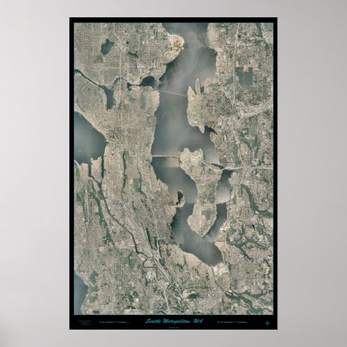 Seattle Metro Area Washington satellite poster