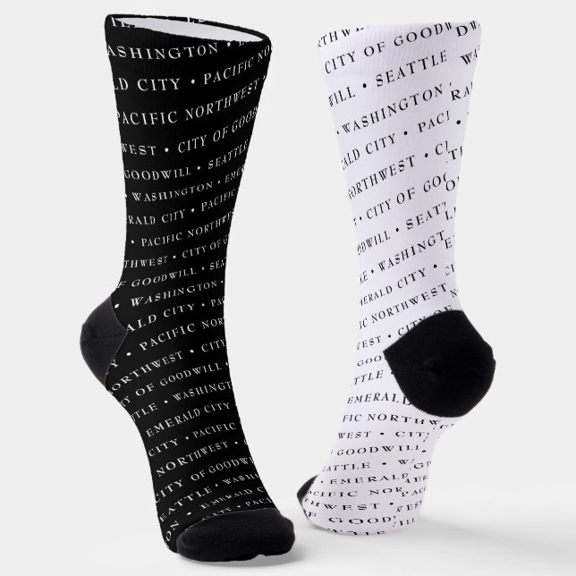 Seattle Modern Black & White Minimalist Socks (Angled)