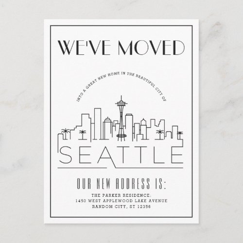 Seattle Modern Deco  Change of Address Announcement Postcard