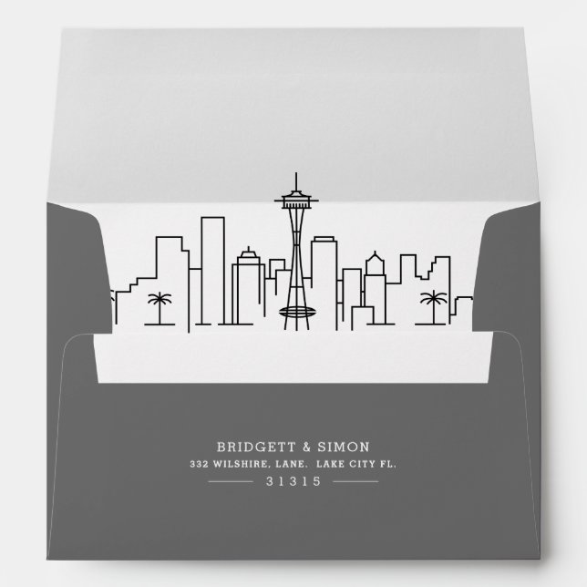 Seattle Modern Deco | Skyline Reveal Envelope (Back (Bottom))