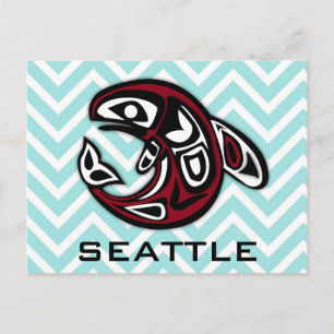 Seattle Nautical Tribal Totem Tattoo Orca Whale Postcard