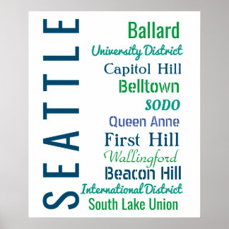 Seattle Neighborhoods Typography Poster
